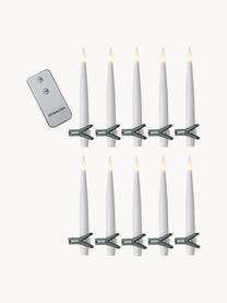 Set 11 candele LED a batteria Zoe, bianco caldo, Plastica, Bianco, verde, trasparente, Larg. 2 x Alt. 16 cm