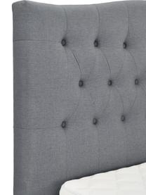 Lit capitonné gris à sommier tapissier premium Royal, Tissu gris