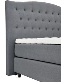 Letto boxspring premium in tessuto grigio Royal, Materasso: nucleo a 5 zone di molle , Piedini: legno di betulla massicci, Tessuto grigio, 200 x 200 cm