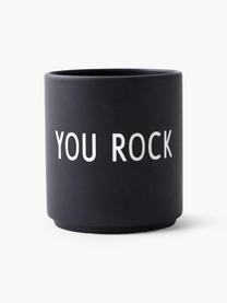 Designový pohárek s nápisem Favourite YOU ROCK, Kostní porcelán Fine Bone China
Fine Bone China je jemný porcelán, který se vyznačuje zejména svým zářivým, průsvitným leskem., Černá (You rock), Ø 8 x V 9 cm, 250 ml