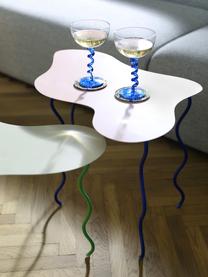 Tavolino in metallo Squiggie, Metallo rivestito, Rosa cipra, blu, Larg. 45 x Alt. 45 cm