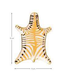 Designer-Deko-Schale Zebra aus Porzellan, Porzellan, Goldfarben, Weiss, B 15 x T 11 cm