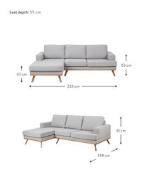 Ecksofa Norwich in Hellgrau mit Buchenholz-Füssen, Bezug: Polyester, Beine: Buchenholz, gebeizt, Webstoff Hellgrau, B 233 x T 148 cm