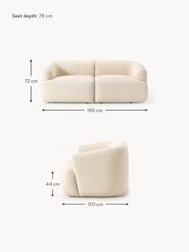 Sofa modułowa Bouclé Sofia (2-osobowa), Tapicerka: Bouclé (100% poliester) D, Stelaż: drewno świerkowe, płyta w, Nogi: tworzywo sztuczne Ten pro, Jasnobeżowy Bouclé, S 190 x G 103 cm