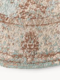 Tapis rond vintage chenille tissé main Rimini, Turquoise, taupe, brun, Ø 120 cm (taille S)