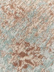 Rond chenille vloerkleed Rimini, handgeweven, Turquoise groen, beige, bruin, Ø 120 cm (maat S)