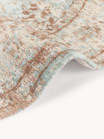 Rond chenille vloerkleed Rimini, handgeweven, Turquoise groen, beige, bruin, Ø 120 cm (maat S)