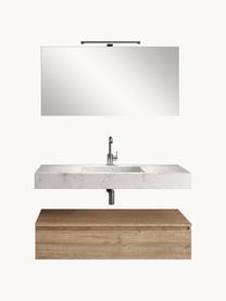 Wastafelset Yoka, 4-delig, Blad: HPL-laminaat in Carrara-m, Lamp: gecoat aluminium, Wit gemarmerd, eikenhout optiek, Set met verschillende formaten