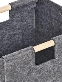 Cesta Fritz, Cesta: 100% poliéster (fieltro), Asas: madera de álamo, Gris, An 30 x Al 35 cm