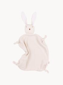 Mousseline knuffeldeken Rabbit, handgemaakt, Mousseline (100% katoen), Crèmewit, B 33 x L 45 cm
