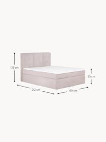 Letto boxspring Oberon, Superficie: nucleo a 5 zone di molle , Piedini: plastica Questo prodotto , Tessuto rosa chiaro, 140 x 200 cm, grado di durezza H2