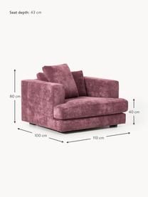 Sessel Tribeca, Bezug: 100 % Polyester Der strap, Gestell: Buchenholz, Kiefernholz, , Webstoff Aubergine, B 110 x T 100 cm