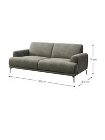 Sofa z imitacją skóry Puzo (2-osobowa), Tapicerka: 100% poliester imitujący , Nogi: metal lakierowany, Szary, S 170 x G 84 cm