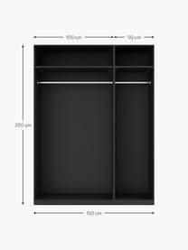 Modularer Drehtürenschrank Leon, 150 cm Breite, mehrere Varianten, Korpus: Spanplatte, melaminbeschi, Schwarz, Basic Interior, B 150 x H 200 cm