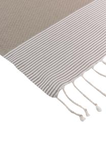 Fouta rayé à franges Ibiza, 100 % coton, Beige, blanc, larg. 100 x long. 200 cm