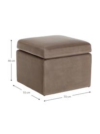 Pouf coffre beige Winou, Velours beige foncé