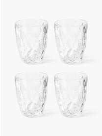 Vasos con relieve Colorado, 4 uds., Vidrio, Transparente, Ø 8 x Al 10 cm, 260 ml
