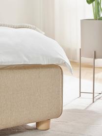 Gestoffeerd bed Ebba, Bekleding: 100% polypropyleen Met 23, Poten: massief grenenhout, Geweven stof beige, B 140 x L 200 cm