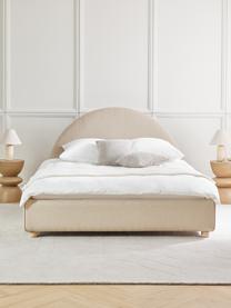 Gestoffeerd bed Ebba, Bekleding: 100% polypropyleen Met 23, Poten: massief grenenhout, Geweven stof beige, B 140 x L 200 cm