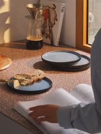 Raňajkové taniere Bora, 4 ks, Kamenina, glazúrovaná, Svetlomodrá, čierna, Ø 21 cm