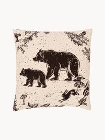 Housse de coussin 45x45 Animal Toile, 100 % coton bio, certifié GOTS, Beige clair, noir, larg. 45 x long. 45 cm