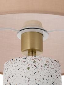 Große Tischlampe Mosaik mit Betonfuß, Lampenschirm: Baumwollgemisch, Lampenfuß: Beton, Dekor: Metall, gebürstet, Altrosa, Weiß, Ø 33 x H 50 cm