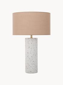 Große Tischlampe Mosaik mit Betonfuß, Lampenschirm: Baumwollgemisch, Lampenfuß: Beton, Dekor: Metall, gebürstet, Altrosa, Weiß, Ø 33 x H 50 cm