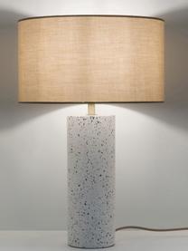 Grote tafellamp Mosaik betonnen voet, Lampenkap: katoenmix, Lampvoet: beton, Decoratie: geborsteld metaal, Oudroze, wit, Ø 33 x H 50 cm