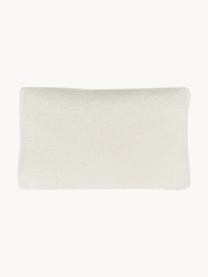 Funda de cojín de borreguillo bordada Home, Blanco crema y beige, An 30 x L 50 cm
