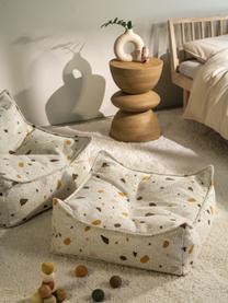 Coussin de sol en bouclette pour enfants fait main Sugar, Bouclette blanche, aspect terrazzo, larg. 60 x haut. 60 cm