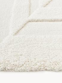 Puszysty dywan z długim włosiem z wypukłą strukturą Zion, Kremowobiały, S 200 x D 300 cm (Rozmiar L)