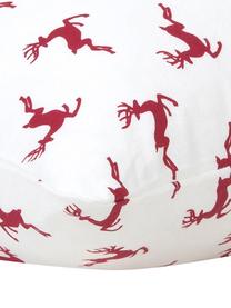 Flanell-Kissenbezug Rudolph mit Rentieren, Webart: Flanell Flanell ist ein k, Rot, Weiss, 50 x 70 cm