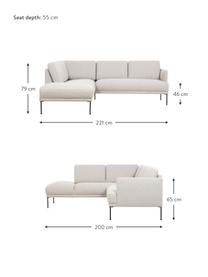 Ecksofa Fluente, Bezug: 80% Polyester, 20% Ramie , Gestell: Massives Kiefernholz, FSC, Webstoff Hellbeige, B 221 x T 200 cm, Eckteil links