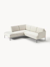 Ecksofa Fluente, Bezug: 80% Polyester, 20% Ramie , Gestell: Massives Kiefernholz, Füße: Metall, pulverbeschichtet, Webstoff Hellbeige, B 221 x T 200 cm, Eckteil links