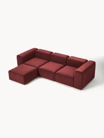 Modulares Samt-Sofa Lena (4-Sitzer) mit Hocker, Bezug: Samt (100 % Polyester) De, Gestell: Kiefernholz, Schichtholz,, Samt Weinrot, B 284 x T 181 cm