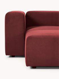 Modulares Samt-Sofa Lena (4-Sitzer) mit Hocker, Bezug: Samt (100 % Polyester) De, Gestell: Kiefernholz, Schichtholz,, Samt Weinrot, B 284 x T 181 cm