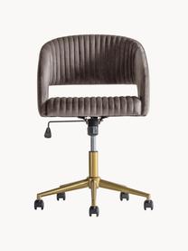 Krzesło biurowe z aksamitu Murray, obrotowe, Tapicerka: aksamit poliestrowy, Nogi: metal galwanizowany, Szary aksamit, odcienie złotego, S 56 x G 52 cm