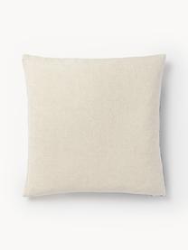 Geborduurde kussenhoes Farah met fluwelen decoratie, Donkerblauw, beige, B 45 x L 45 cm