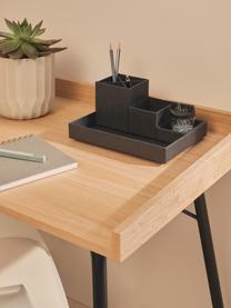 Set organizer ufficio Lena 4 pz, Cartone massiccio, stampato con decori in legno, Antracite, Set in varie misure