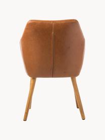 Židle s područkami z imitace kůže a dřevěnými nohami Nora, Umělá kůže světle hnědá, dubové dřevo, Š 58 cm, H 58 cm