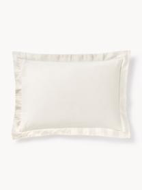 Funda de almohada de satén a rayas con dobladillo Brendan, Gris pardo, Off White, An 45 x L 110 cm