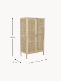 Kleiner Kleiderschrank Marrika, Korpus: Gmelina-Holz, Front: Rattan, Gmelina-Holz, B 85 x H 150 cm