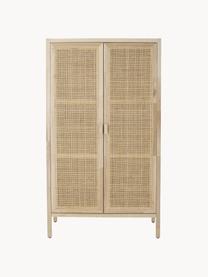 Kleiner Kleiderschrank Marrika, Korpus: Gmelina-Holz, Front: Rattan, Gmelina-Holz, B 85 x H 150 cm