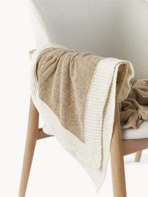 Decke Demi aus Chenille, 100 % Polyacryl, Hellbeige, Cremeweiss, B 130 x L 170 cm