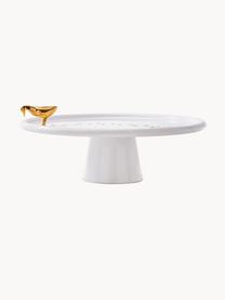 Ręcznie wykonana patera z ceramiki Walking Duck, Ceramika, Biały, odcienie złotego, Ø 30 cm