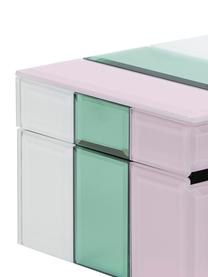 Schmuckbox Pastel aus Glas, Box: Mitteldichte Holzfaserpla, Weiß, Mint, Rosa, B 13 x H 9 cm