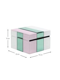 Schmuckbox Pastel aus Glas, Box: Mitteldichte Holzfaserpla, Weiss, Mint, Rosa, B 13 x H 9 cm