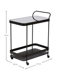 Barcart Joya met glasplaat, Frame: gecoat metaal, Zwart, 63 x 76 cm