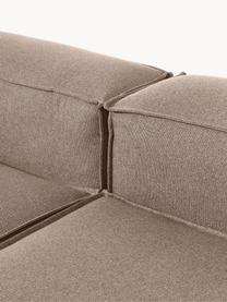 Canapé lounge modulable Lennon, Tissu taupe, larg. 418 x prof. 269 cm, méridienne à droite