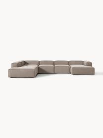 Canapé lounge modulable Lennon, Tissu taupe, larg. 418 x prof. 269 cm, méridienne à gauche